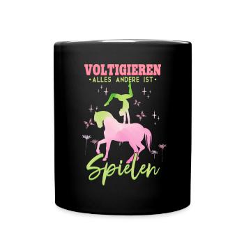 Mädchen Voltigieren Volti - Tasse einfarbig - Schwarz - Vorne