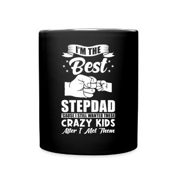 Stiefpapa bester Stiefvater - Tasse einfarbig - Schwarz - Vorne