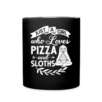 Sloth Pizza Delivery Pizzeria Italian - Full Colour Mug - black - Front