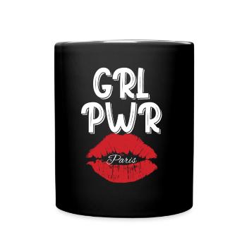 Frauen Paris Kussmund Eiffelturm - Tasse einfarbig - Schwarz - Vorne