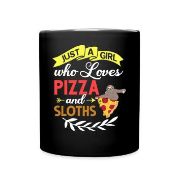 Sloth Pizza Delivery Pizzeria Italian - Full Colour Mug - black - Front