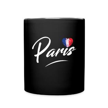 Paris France French Bonjour - Full Colour Mug - black - Front