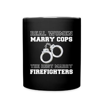 Women marry cops handcuffs Police - Full Colour Mug - black - Front