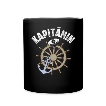 Kapitänin Segeln Boot Bootfahren Seglerin - Tasse einfarbig - Schwarz - Vorne