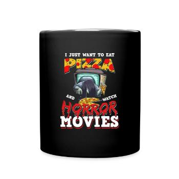 Eat Pizza Horror Movies Gift - Full Colour Mug - black - Front