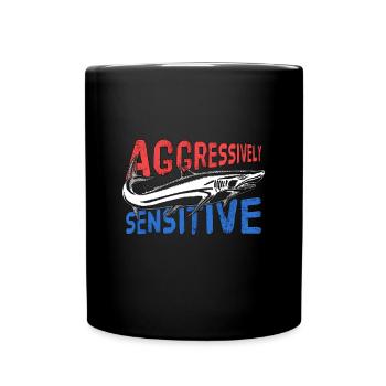 Angeln Aggressiv Empfindliches Geschenk - Tasse einfarbig - Schwarz - Vorne