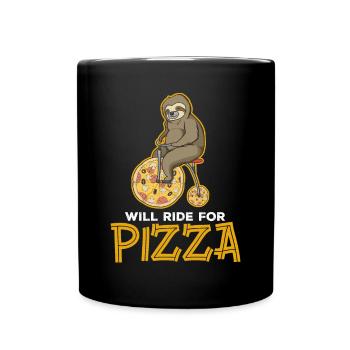 Sloth Riding Pizza Gift - Full Colour Mug - black - Front