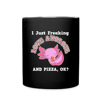 Axolotl Le cadeau pizza mange - Mug uni - noir - Devant