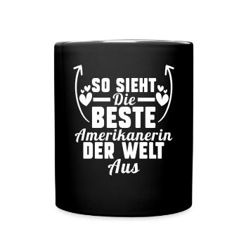 USA Amerikaner Amerikanerin Amerikanisches - Tasse einfarbig - Schwarz - Vorne
