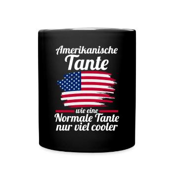 USA Amerikanerin Tante Amerikaner - Tasse einfarbig - Schwarz - Vorne