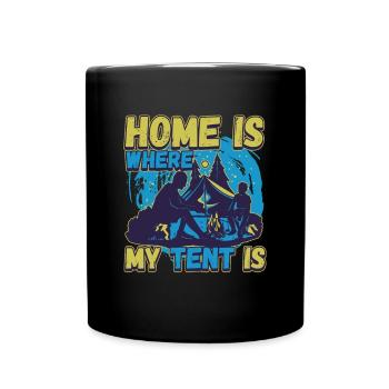 Zuhause ist wo mein Zelt steht - Campen Natur - Tasse einfarbig - Schwarz - Vorne