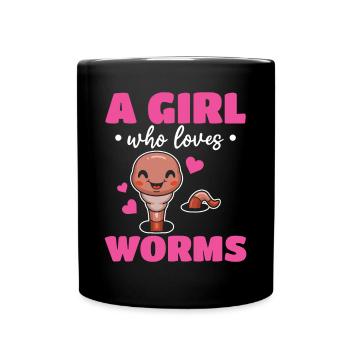 Compost Worm Cute Worm - Une fille qui vermifuge - Mug uni - noir - Devant
