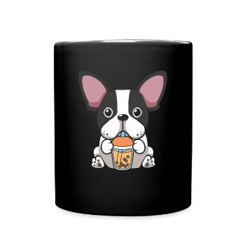 Bubble Milk Tea Bulldog drinks Boba tea - Full Colour Mug - black - Front