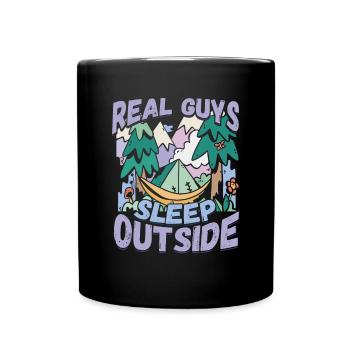 Echte Kerle Schlafen Draußen - Campen Zelten Natur - Tasse einfarbig - Schwarz - Vorne