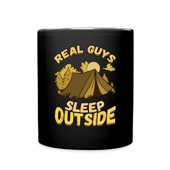 Echte Kerle Schlafen Draußen - Campen Zelten Natur - Tasse einfarbig - Schwarz - Vorne
