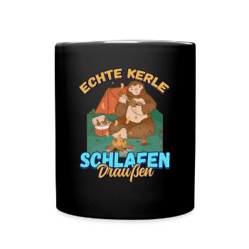 Echte Kerle Schlafen Draußen - Campen Zelten Natur - Tasse einfarbig - Schwarz - Vorne