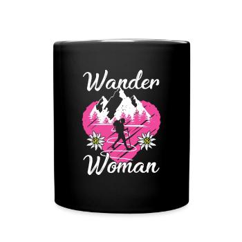 Wander Woman Berge Herz Wanderer - Tasse einfarbig - Schwarz - Vorne