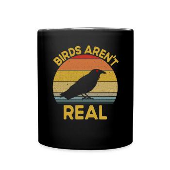 V�gel sind keine echte Verschw�rungstheorie Retro - Tasse einfarbig - Schwarz - Vorne