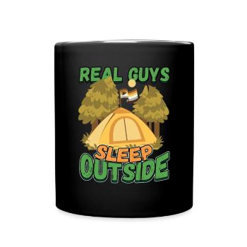 Echte Kerle Schlafen Draußen - Campen Zelten Natur - Tasse einfarbig - Schwarz - Vorne