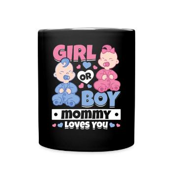 Girl or boy mom loves you newborn - Full Colour Mug - black - Front