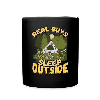 Echte Kerle Schlafen Draußen - Campen Zelten Natur - Tasse einfarbig - Schwarz - Vorne