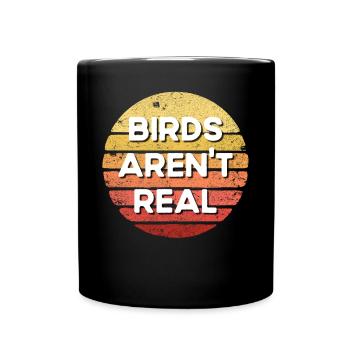 V�gel sind keine echte Verschw�rungstheorie Retro - Tasse einfarbig - Schwarz - Vorne