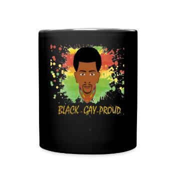 Black - Gay - Proud / Gay Pride Design - Tasse einfarbig - Schwarz - Vorne