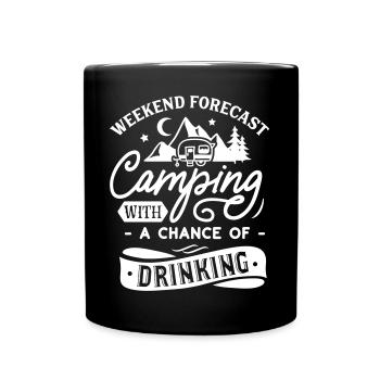 CAMPING BETRUNKEN BIER TRINKEN SPRÜCHE SUFF MOTIV - Tasse einfarbig - Schwarz - Vorne