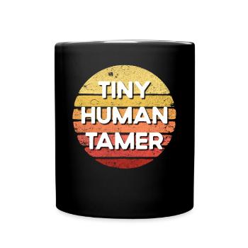 Tiny Human Tamer Retro Sunset Tagesbetreuungslehre - Tasse einfarbig - Schwarz - Vorne