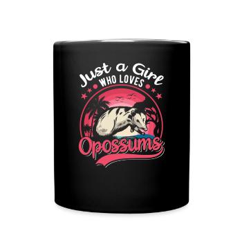 Opossum Mädchen Possum Beutelratte - Tasse einfarbig - Schwarz - Vorne