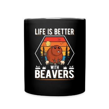 Life is better with Beavers Biber - Tasse einfarbig - Schwarz - Vorne