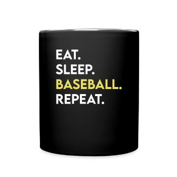 eat sleep baseball repeat - Full Colour Mug - black - Front