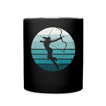 Archery Bow Archer Girl Retro - Full Colour Mug - black - Front