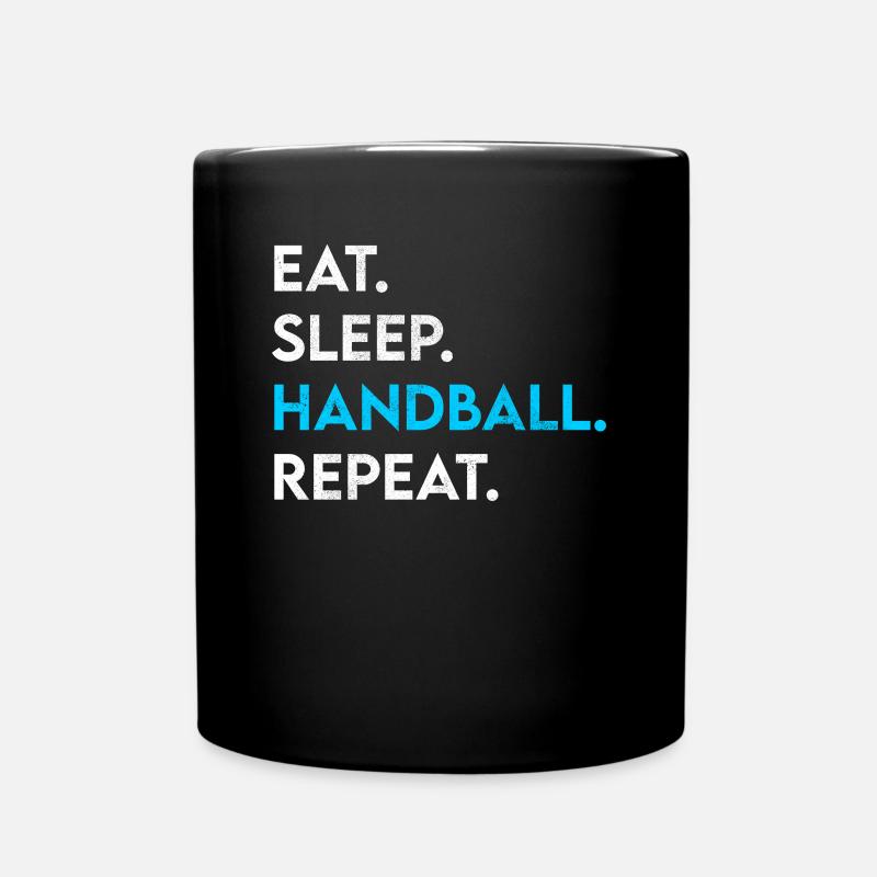 eat sleep handball repeat - Tasse einfarbig - Schwarz