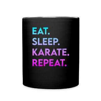 eat sleep karate repeat - Full Colour Mug - black - Front