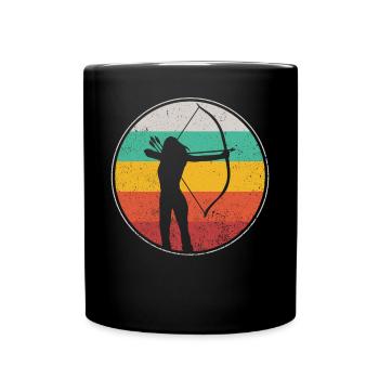 Archery Bow Archer Girl Retro - Full Colour Mug - black - Front