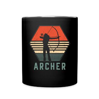 Archery Bow Archer Girl Retro - Full Colour Mug - black - Front