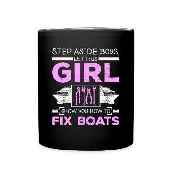 Woman Girl fix boats - Tasse einfarbig - Schwarz - Vorne