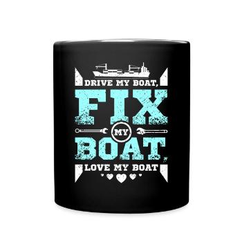 Fix my boat love my boat - Tasse einfarbig - Schwarz - Vorne