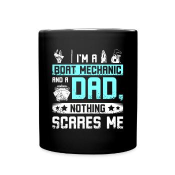 Boat mechanic and father dad - Tasse einfarbig - Schwarz - Vorne