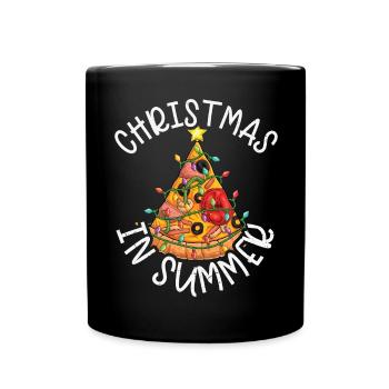 Pizza Christmas In Summer Tropical - Full Colour Mug - black - Front