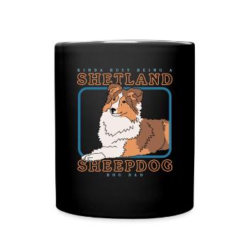 Shetland Sheepdog Dad Sheltie Hunde Geschenk - Tasse einfarbig - Schwarz - Vorne