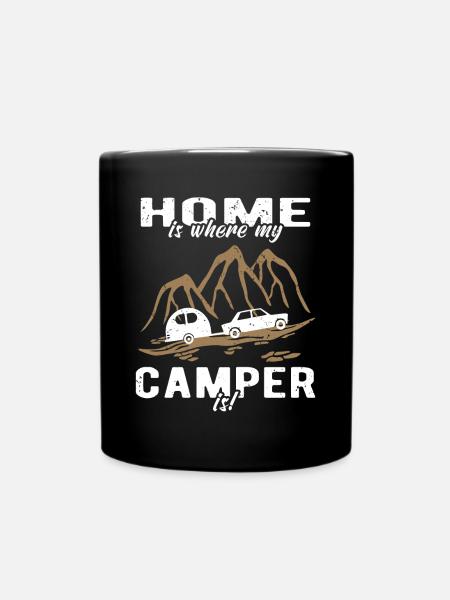Camping Home Caravan - Full Colour Mug - black