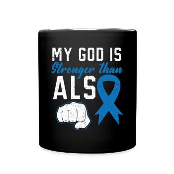 Mein Gott ist stärker als ALS Awareness Christian - Tasse einfarbig - Schwarz - Vorne