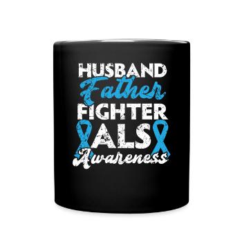 Ehemann Vater Kämpfer ALS Bewusstsein Bester Vater aller Zeiten - Tasse einfarbig - Schwarz - Vorne