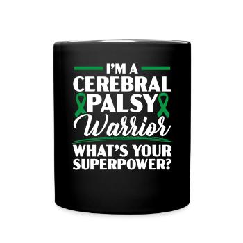 Zerebralparese Warrior Was ist deine Superkraft - Tasse einfarbig - Schwarz - Vorne