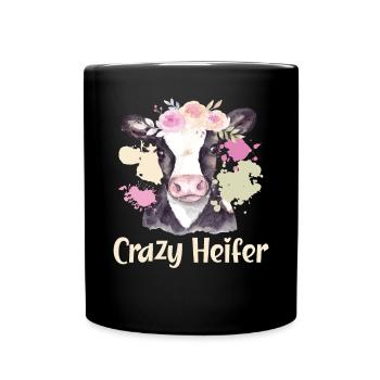 Crazy Heifer Cow Whisperer Cow Farming Farm - Full Colour Mug - black - Front