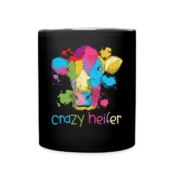 Crazy Heifer Cow Whisperer Cow Farming Farm - Full Colour Mug - black - Front