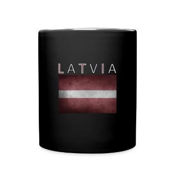 Lettland Latvia Riga Flagge - Tasse einfarbig - Schwarz - Vorne