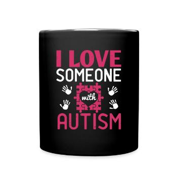 Ich liebe jemanden mit Autismus - Tasse einfarbig - Schwarz - Vorne